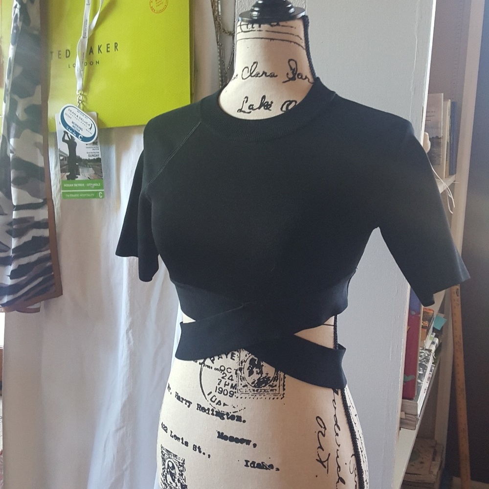 T Alexander Wang criss cross crop top